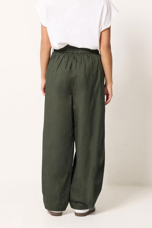 PixieGirl Petite Women's Khaki Green Poplin Barrel Trousers | PixieGirl 2