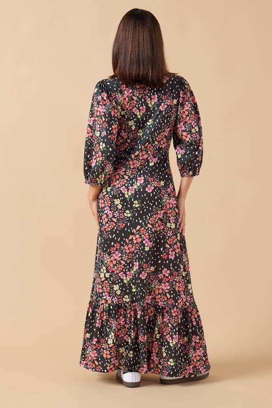 PixieGirl Petite Women's Black Spot & Floral Print Maxi Dress | PixieGirl 3