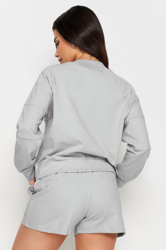 PixieGirl Petite Light Grey 'Sporty Season' Slogan Cropped Sweatshirt | PixieGirl 4