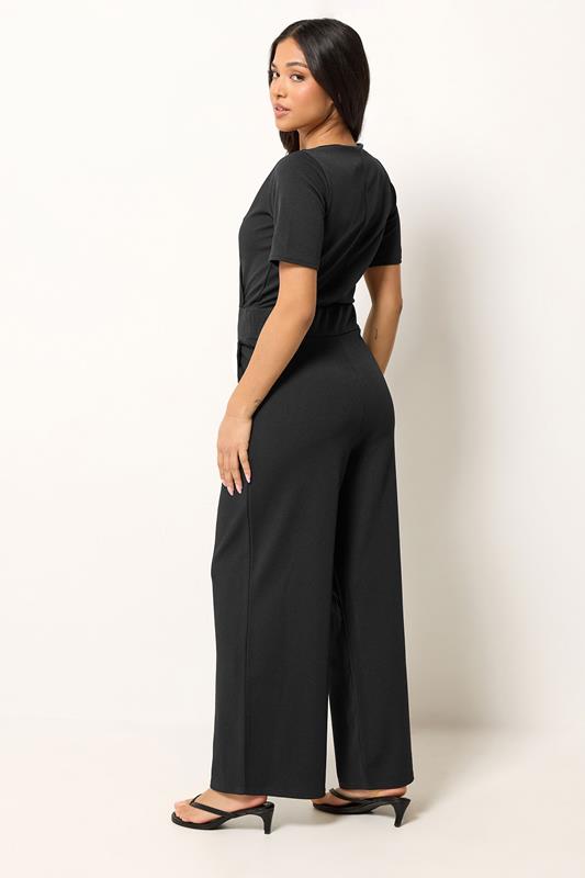 PixieGirl Petite Women's Black Short Sleeve Wide Leg Jumpsuit | PixieGirl 2
