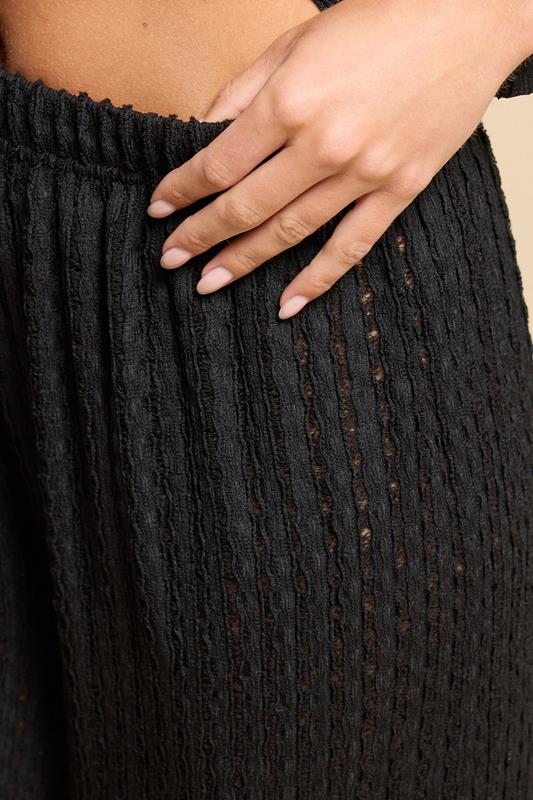 PixieGirl Petite Women's Black Wide Leg Crochet Trousers | PixieGirl 4