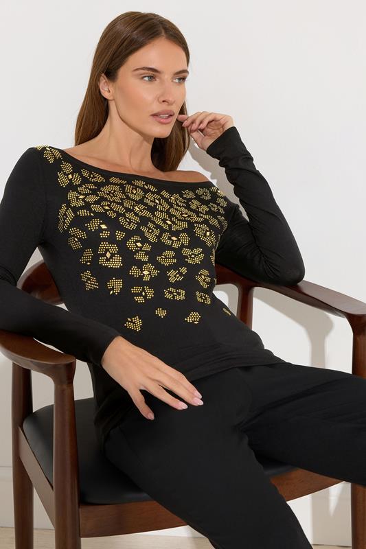   STAR Black Animal Embellished Top