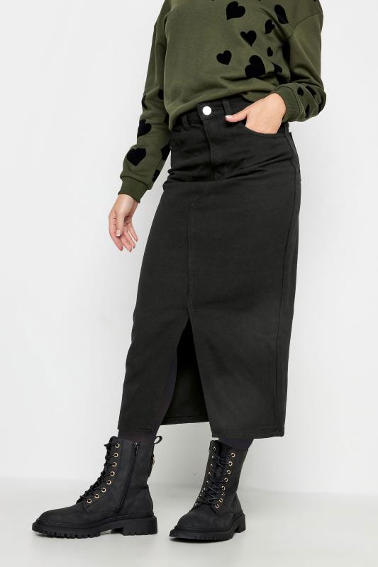 Petite  PixieGirl Black Denim Split Midi Skirt