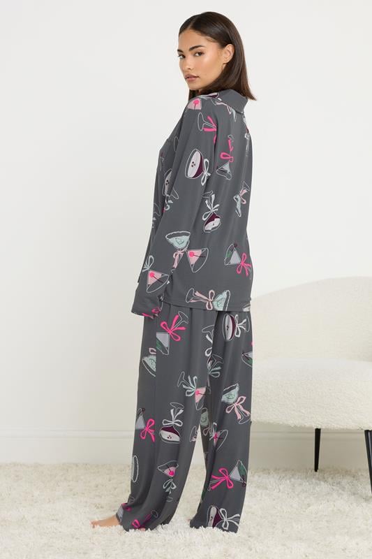 PixieGirl Petite Women's Grey Soft Touch Cocktail Pyjama Set | PixieGirl 3