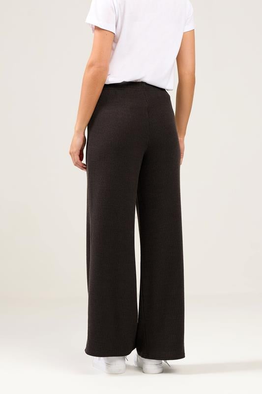 M&Co Petite Brown Ribbed Wide Leg Trousers | M&Co  2