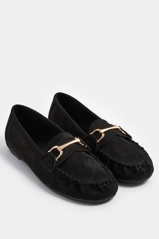  Yours Black Faux Suede Loafers In Wide E & Extra Wide EEE Fit