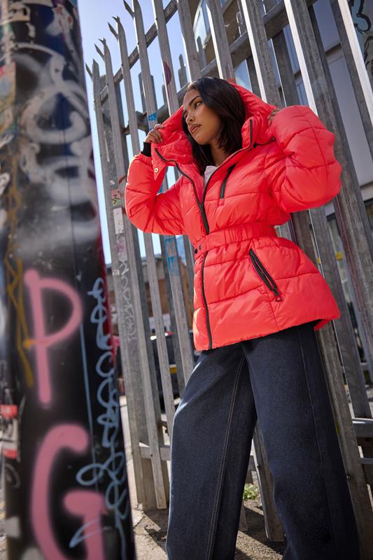 Petite  PixieGirl Petite Coral Red Padded Ski Jacket