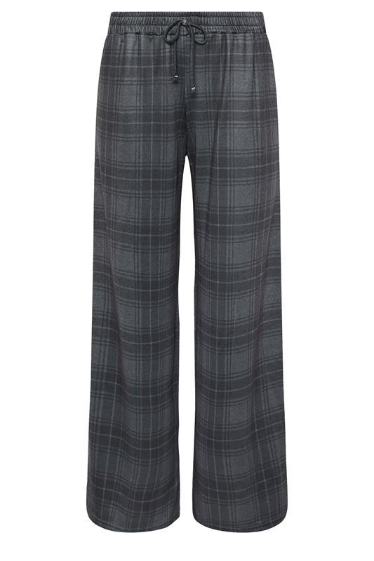 PixieGirl Petite Women's Grey Check Brushed Wide Leg Trousers | PixieGirl 5