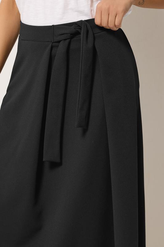 M&Co Petite Black Tie Waist Midi Skirt | M&Co 4