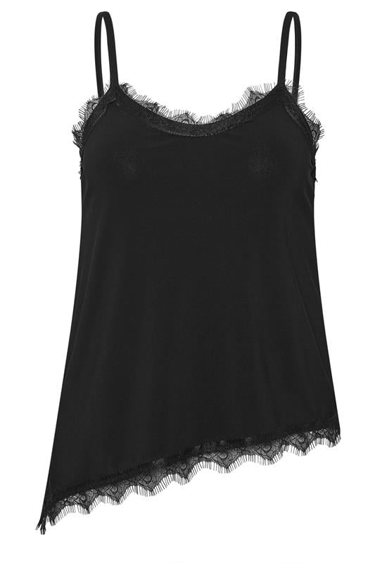 PixieGirl Petite Women's Black Lace Trim Asymmetric Vest Top | PixieGirl 6