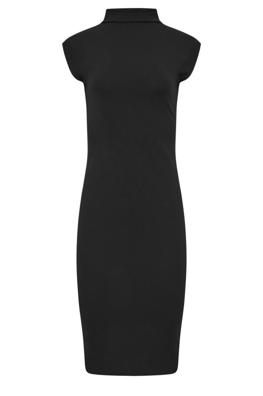 PixieGirl Petite Women's Black Funnel Neck Scuba Midi Dress | PixieGirl 5