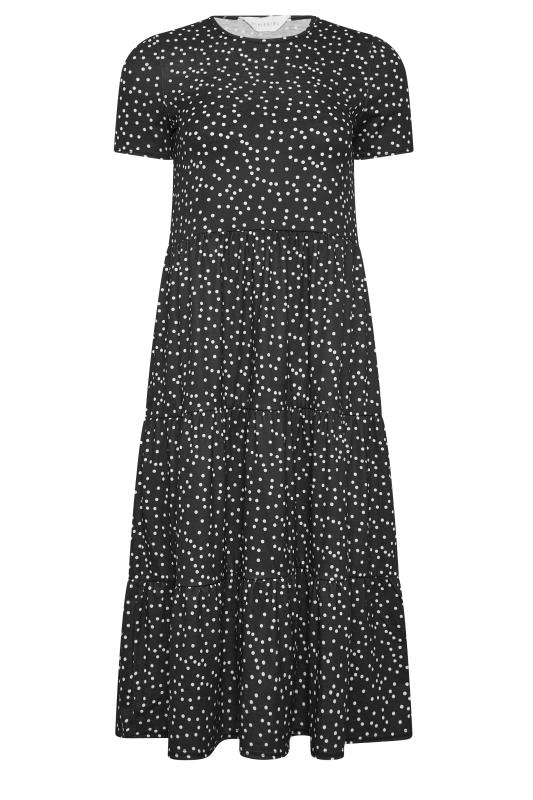 PixieGirl Black Polka Dot Tiered Midi Dress | PixieGirl