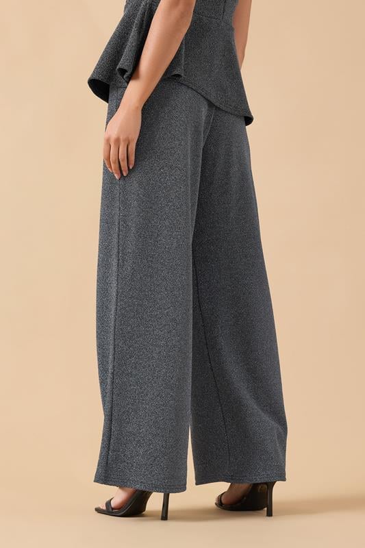 PixieGirl Petite Women's Black Sparkle Wide Leg Trouser | PixieGirl 4