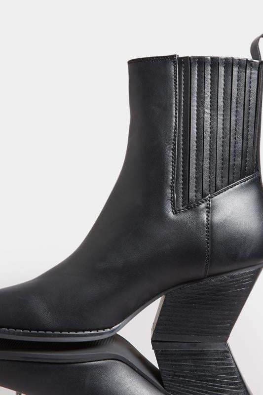 PixieGirl Black Faux Leather Ankle Cowboy Boots In Standard Fit | PixieGirl 6