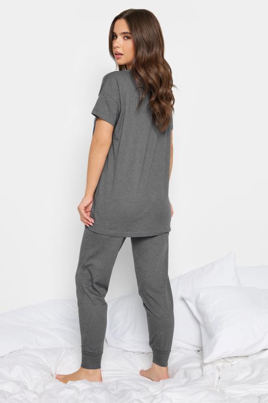 PixieGirl Petite Womens Charcoal Grey 'Dreaming All Night Long' Slogan Pyjama Set | PixieGirl 5