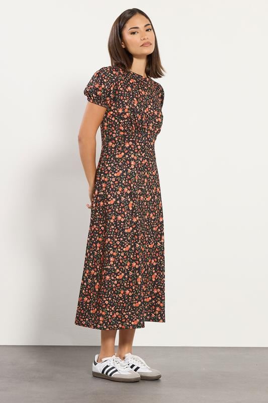 PixieGirl Petite Women's Orange Ditsy Floral Tea Dress | PixieGirl 2