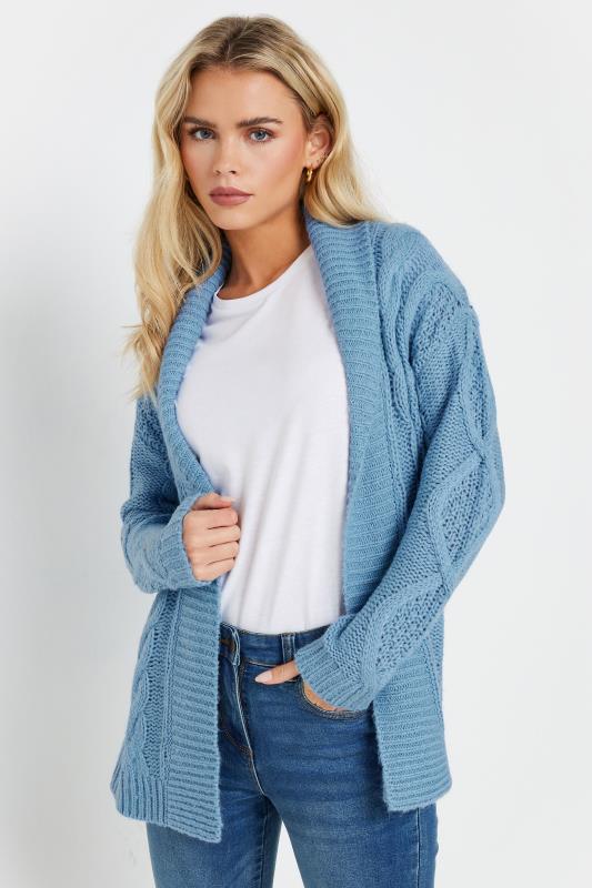  M&Co Petite Light Blue Cable Knit Cardigan