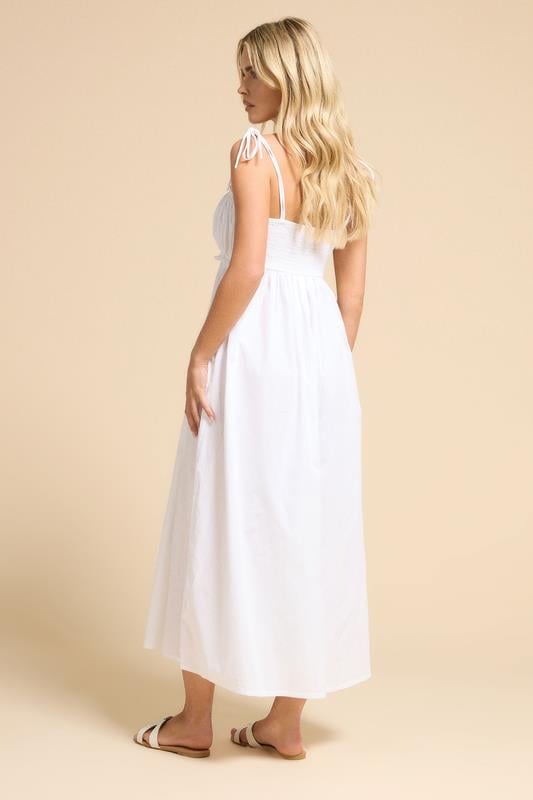 PixieGirl Petite Women's White Cotton Frill Bust Tie Dress | PixieGirl 4