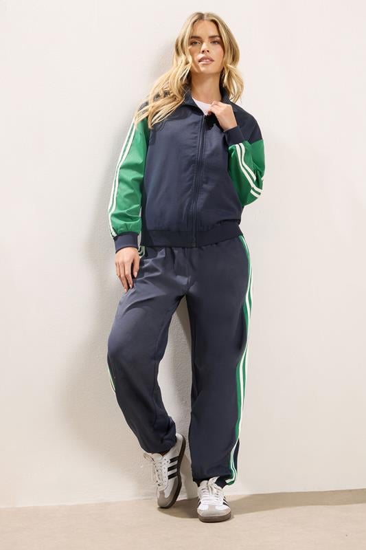 PixieGirl Petite Women's Navy Blue & Forest Green Side Stripe Jacket | PixieGirl 3