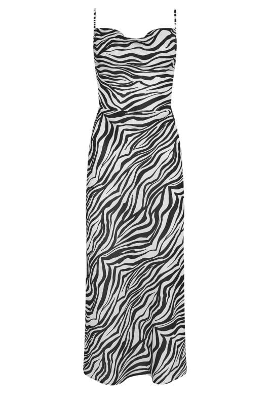 PixieGirl Petite Women's Black Zebra Print Cowl Neck Maxi Slip Dress | PixieGirl 5
