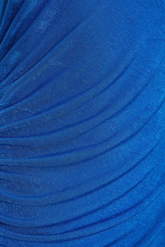 Petite Cobalt Blue Ruched One Shoulder Midi Dress | PixieGirl 5