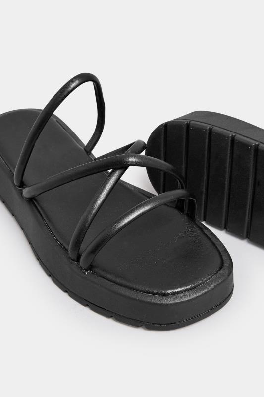 PixieGirl Black Strappy Flatform Sandals In Standard Fit | PixieGirl 5