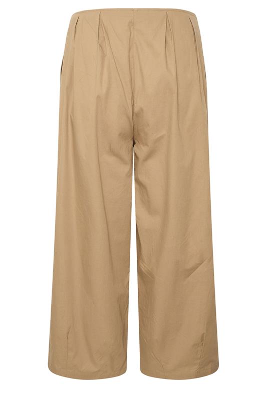 PixieGirl Petite Women's Stone Brown Pleated Cotton Barrel Trousers | PixieGirl  6