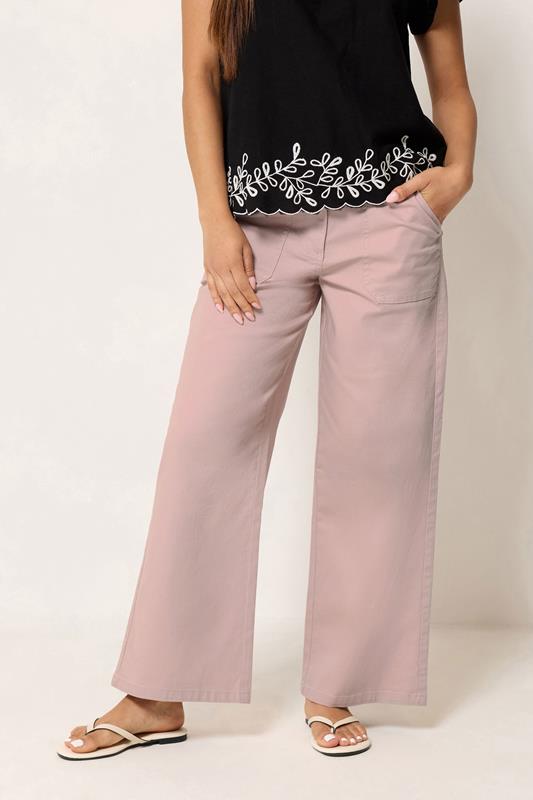  M&Co Petite Pink Wide Leg Carpenter Trousers