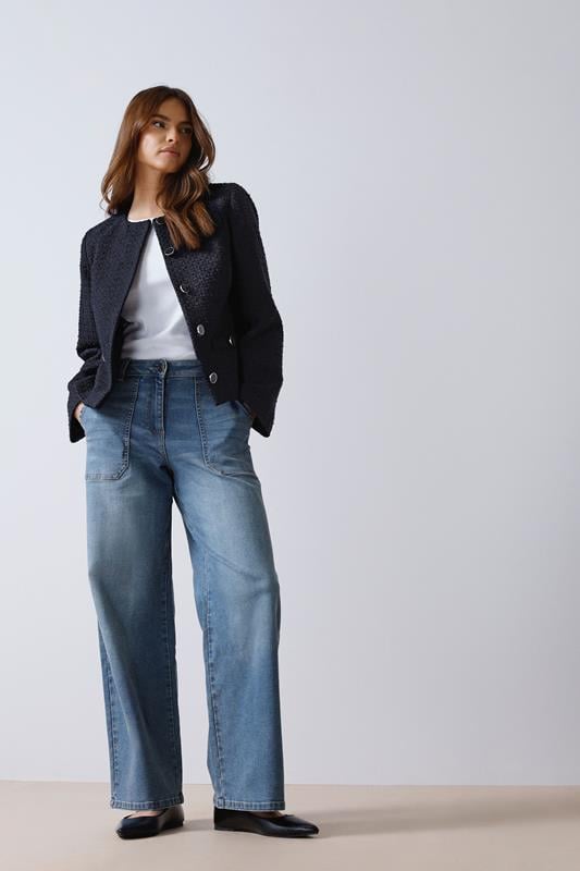  M&Co Blue Mid Wash Carpenter Wide Leg Jeans