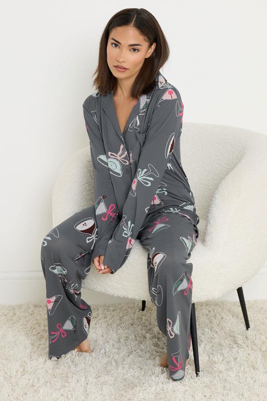 PixieGirl Petite Women's Grey Soft Touch Cocktail Pyjama Set | PixieGirl 2