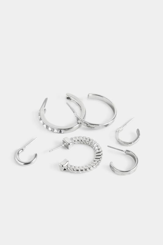 6 PACK Silver Tone Hoop Earrings | Yours Clothing 5