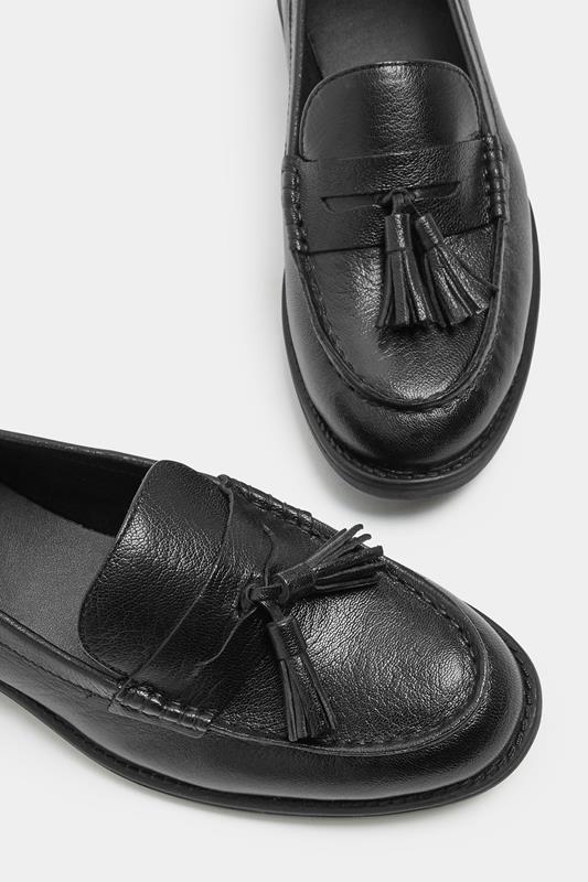 Black Tassle Loafers In Wide E Fit | Yours Clothing 5