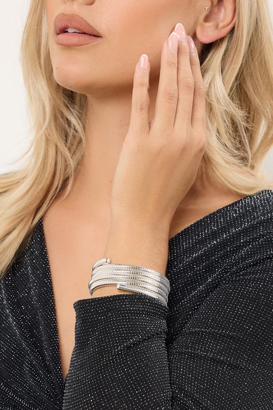 Plus Size  Yours Silver Coil Wrap Stretch Bracelet