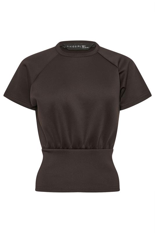PixieGirl Petite Women's Chocolate Brown Scuba Top | PixieGirl 5
