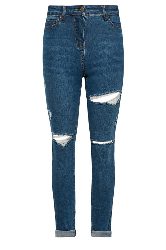 Petite Blue Distressed Skinny AVA Jeans | PixieGirl 5
