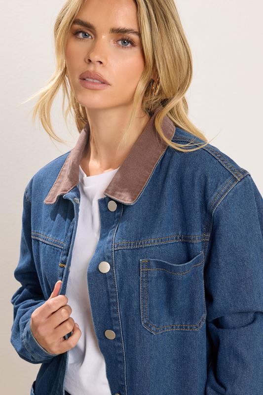 PixieGirl Petite Women's Denim Blue Cord Collar Jacket | PixieGirl 4