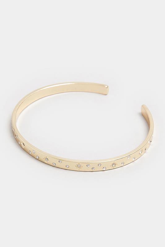 Gold Tone Star Diamante Cuff Bracelet | Yours Clothing 2
