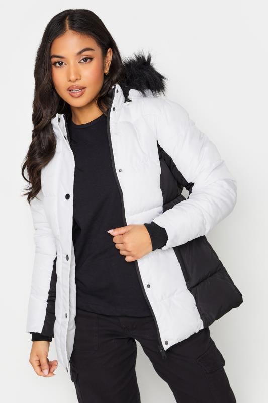 Petite  PixieGirl Black & White Colourblock Hooded Puffer Jacket