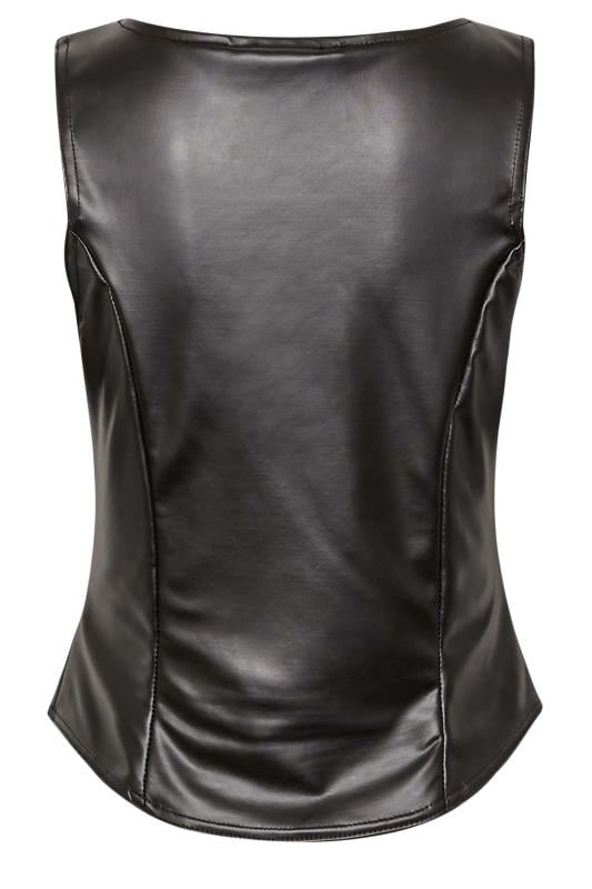 Petite Black Faux Leather Corset Top | PixieGirl 7