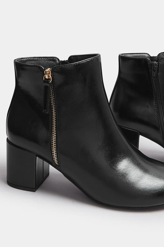 Black Faux Leather Block Heel Ankle Boots In Wide E Fit & Extra Wide EEE Fit | Yours Clothing 6