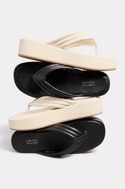 LIMITED COLLECTION Black Flatform Flip Flops In Wide E Fit | Yours Clothing 7