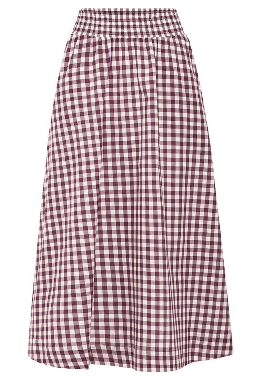 PixieGirl Petite Women's Plum Purple Gingham Cotton Shirred Maxi Skirt | PixieGirl 6