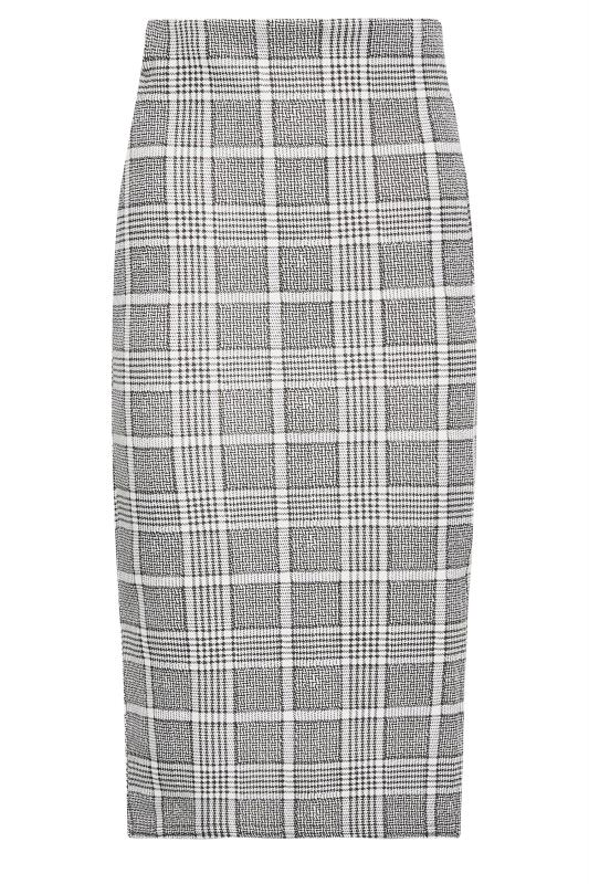 Petite Black & Grey Check Stretch Midi Skirt | PixieGirl 5