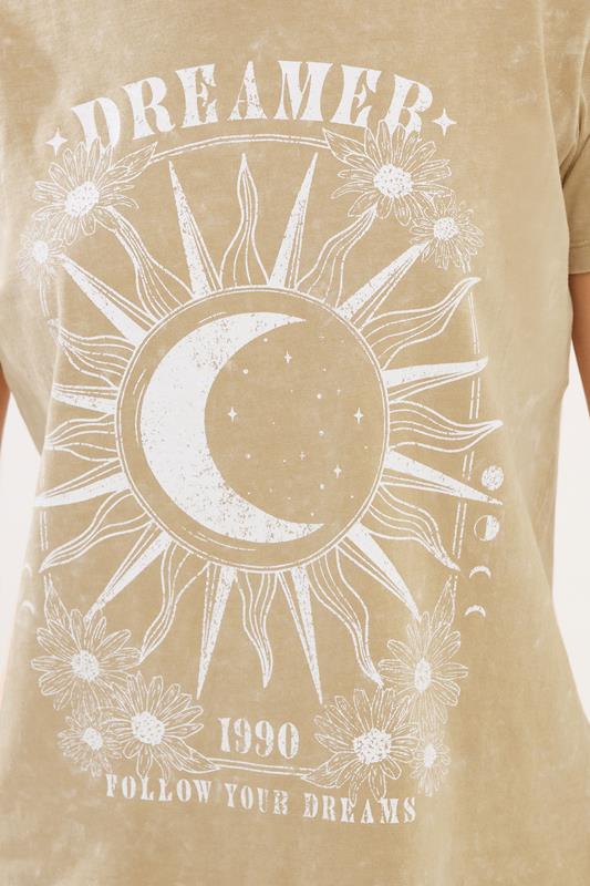 PixieGirl Petite Women's Natural Brown 'Dreamer' Slogan T-Shirt | PixieGirl 4