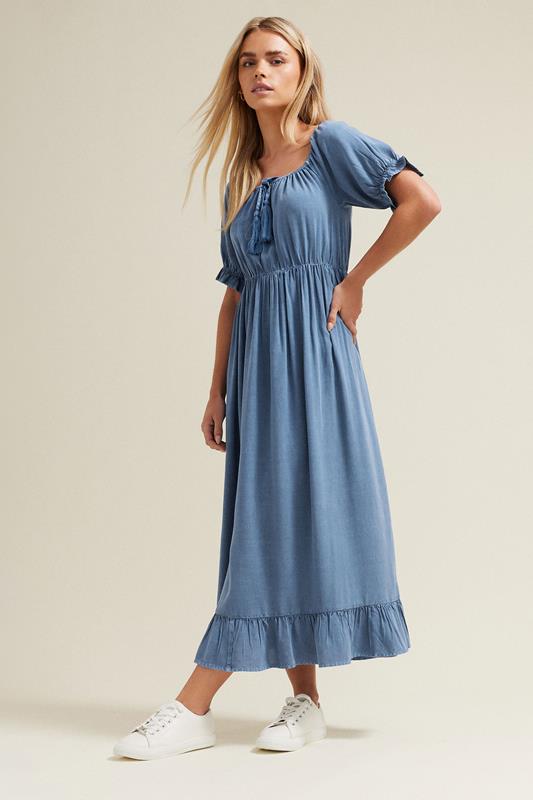  M&Co Petite Blue Tassel Detail Smock Dress