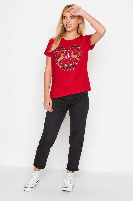 PixieGirl Red Fairisle Christmas Heart T-Shirt | PixieGirl  2