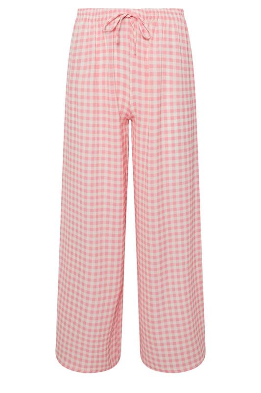PixieGirl Petite Women's Pink Gingham Wide Leg Trousers | PixieGirl 5