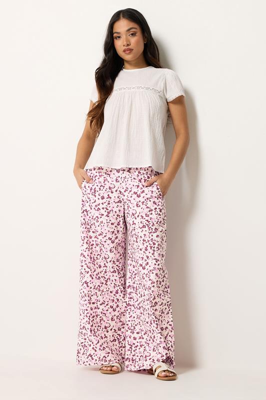  PixieGirl Petite Pink Animal Print Cotton Wide Leg Trousers