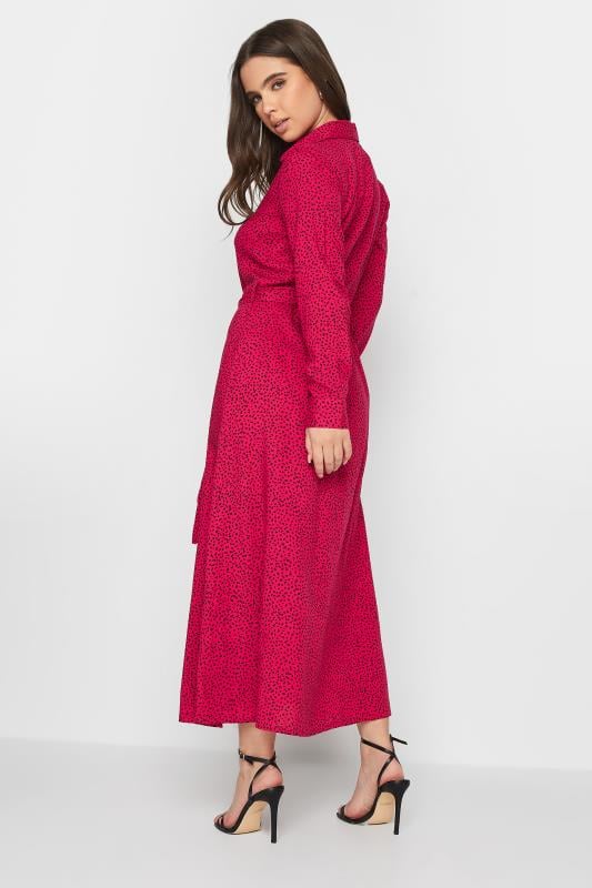 Petite Red Dalmatian Print Long Sleeve Maxi Shirt Dress | PixieGirl 4