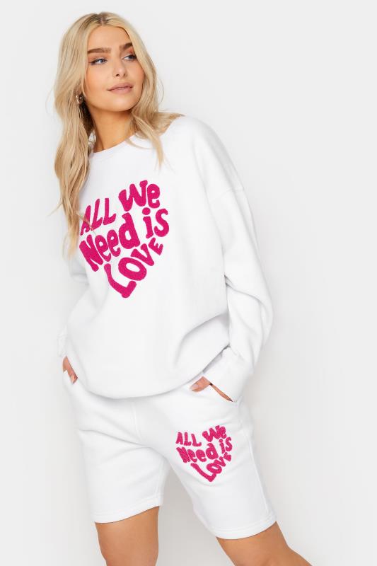 White 'All We Need Is Love' Slogan Oversized Sweatshirt | PixieGirl 1